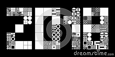2018 New Year abstract vector background. Subdivided grid system Vector Illustration