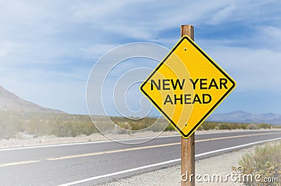 New Year Ahead road sign Stock Photo