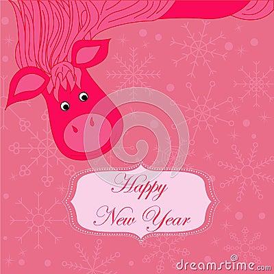 New year background with hourse Stock Photo