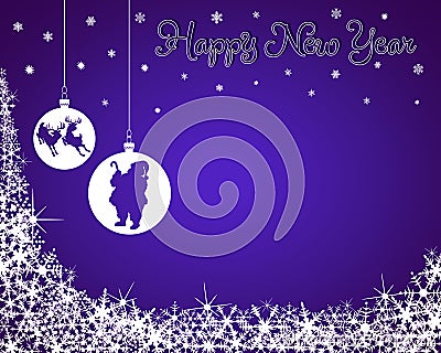 New Year Background with Santa & Reindeer Stock Photo