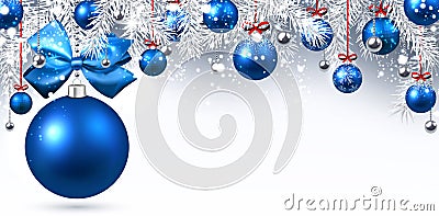 New Year banner with Christmas balls. Vector Illustration