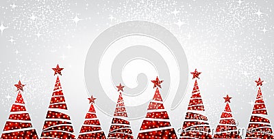 New Year banner with Christmas trees. Vector Illustration