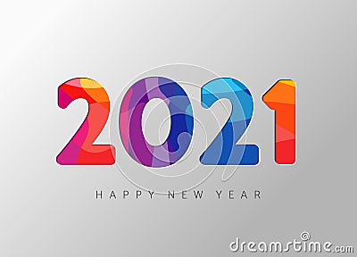 2021 New Year banner with paper cut numbers Vector Illustration
