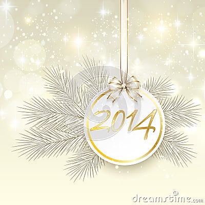 New year 2014 banner with ribbon and bow vector Vector Illustration