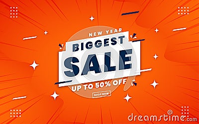 New Year Biggest sale poster, sale banner design template with 3d editable text effect Stock Photo
