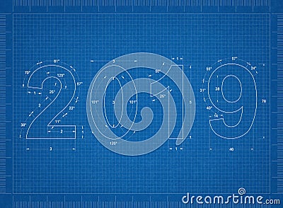 2019 new year Blueprint Stock Photo