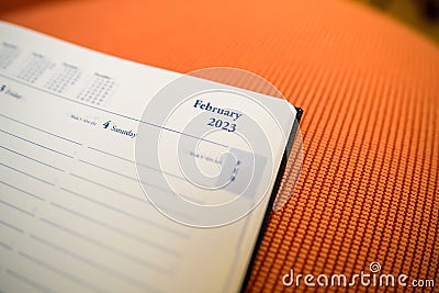 New 2023 year business planner agenda with February winter month Editorial Stock Photo