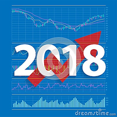 2018 new year business success creative stock analysis Vector Illustration