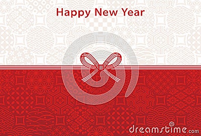 New year card with Japanese traditional design. Vector Illustration