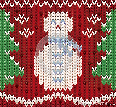 New year card, knitted xmas snowman, vector Vector Illustration