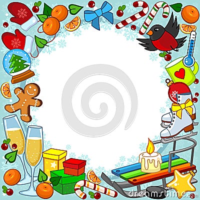 New Year card with objects Vector Illustration