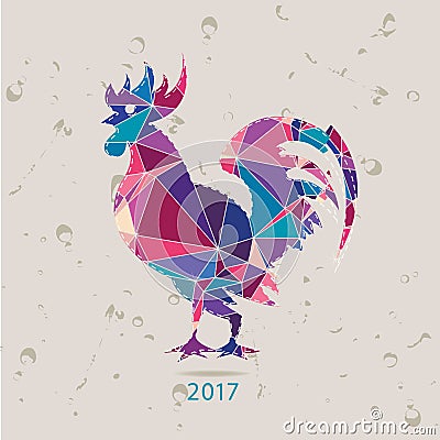 The 2017 new year card with Rooster Vector Illustration