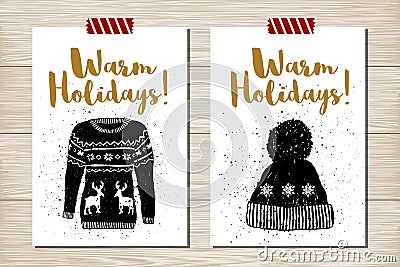 New Year cards set. Vector Illustration