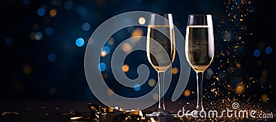 New year celebrate gold and blue wallpaper, ai generative Stock Photo