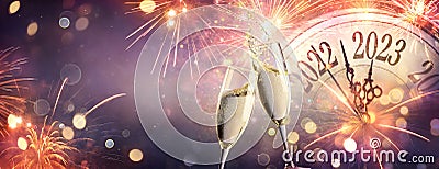2023 New Year Celebration With Champagne Stock Photo