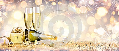 New Year Celebration With Champagne Stock Photo