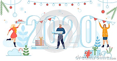 New 2020 Year Celebration Flat Vector Concept Vector Illustration