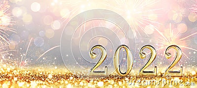 2022 New Year Celebration - Golden Numbers On Glitter Stock Photo