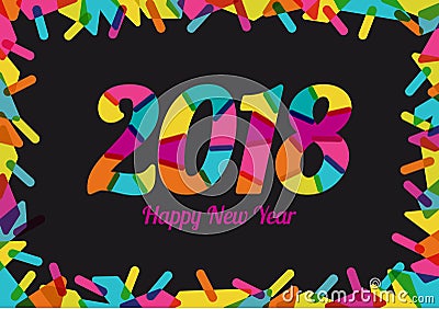 2018 New Year with cheerful colors and colored decorative shapes Vector Illustration