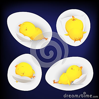 New year chicken sleeping inside egg till 2017 Vector Illustration