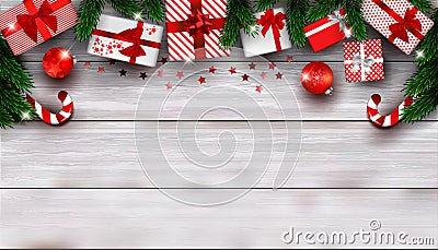 New Year or Christmas background composition with empty space for text Cartoon Illustration
