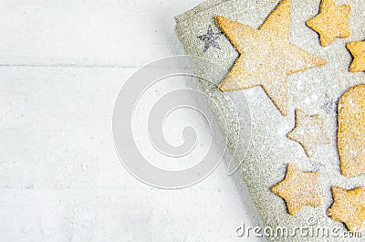 New year, Christmas, background. snow gingerbread copy space Stock Photo