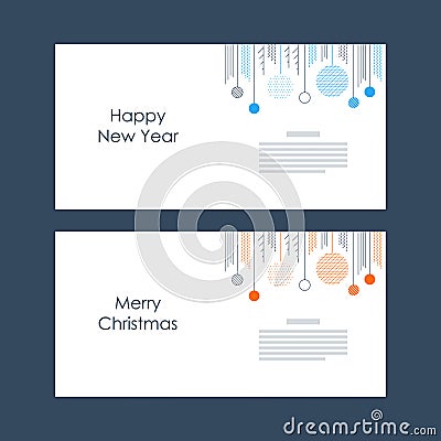 New Year, Christmas card template. Xmas minimalistic decoration vector Vector Illustration