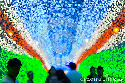 New year and christmas fastival LED light cave background Stock Photo