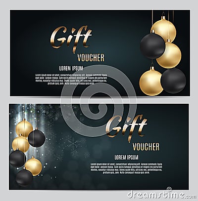 New Year and Christmas Gift Voucher Template Vector Illustration for Your Business Vector Illustration