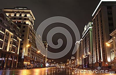 New Year Christmas street decor, Moscow by night Editorial Stock Photo