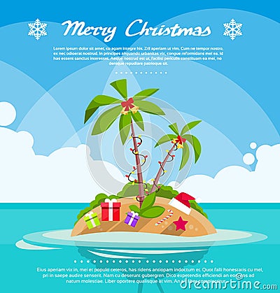 New Year Christmas Vacation Holiday Tropical Ocean Vector Illustration