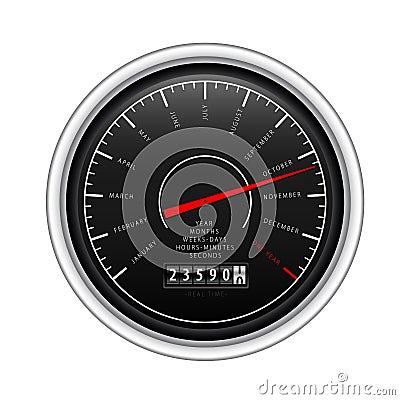 New Year Classic Speedometer on white Vector Illustration