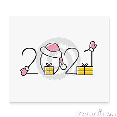 New year 2021 color icon Cartoon Illustration