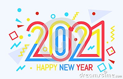 New Year color 2021 number design Vector Illustration