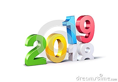 Colorful 2019 New Year beginning symbol Cartoon Illustration