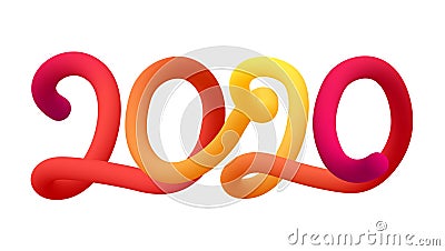 2020 New Year colorful gradient 3d lettering Vector Illustration