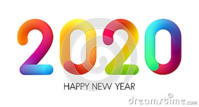 2020 New Year colorful gradient 3d letters Vector Illustration