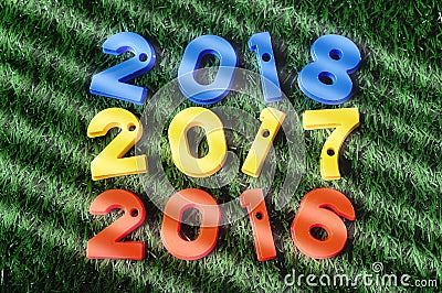 New Year 2016, 2017 and 2018 colorful number idea Stock Photo