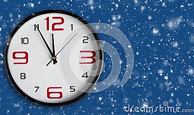 New Year is coming. Large wall clock on a classic blue background Stock Photo