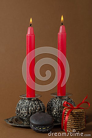 New Year composition with candles Stock Photo