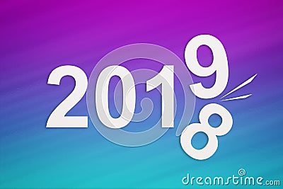 New year concept, paper 2019 changing 2018. Abstract conceptual image Stock Photo