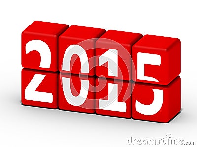 2015 new year concept with red cubes Stock Photo