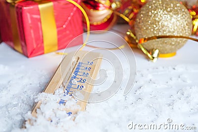 New Year concept with thermometer Stock Photo