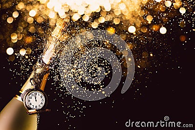 New year countdown with champagne Stock Photo