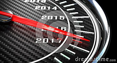 New year day speedometer Stock Photo