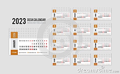 New Year 2023 Desk Calendar Template Vector Illustration