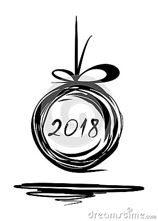 New Year 2018 doodle design Cartoon Illustration