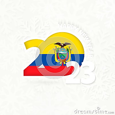 New Year 2023 for Ecuador on snowflake background Vector Illustration