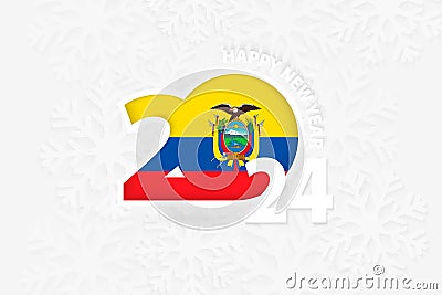 New Year 2024 for Ecuador on snowflake background Vector Illustration