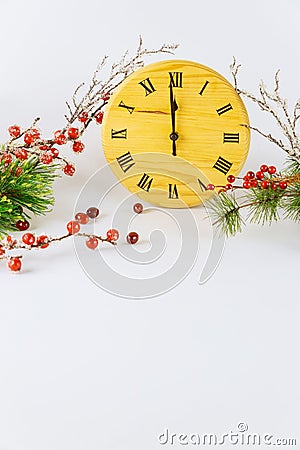 New Year eve background with clock face and hour hand shows twelve oclock Stock Photo